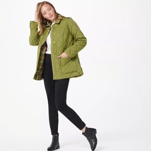 💚Isaac Mizrahi jacket Quilted Barn Jacket NWT Free Matching Scarf
